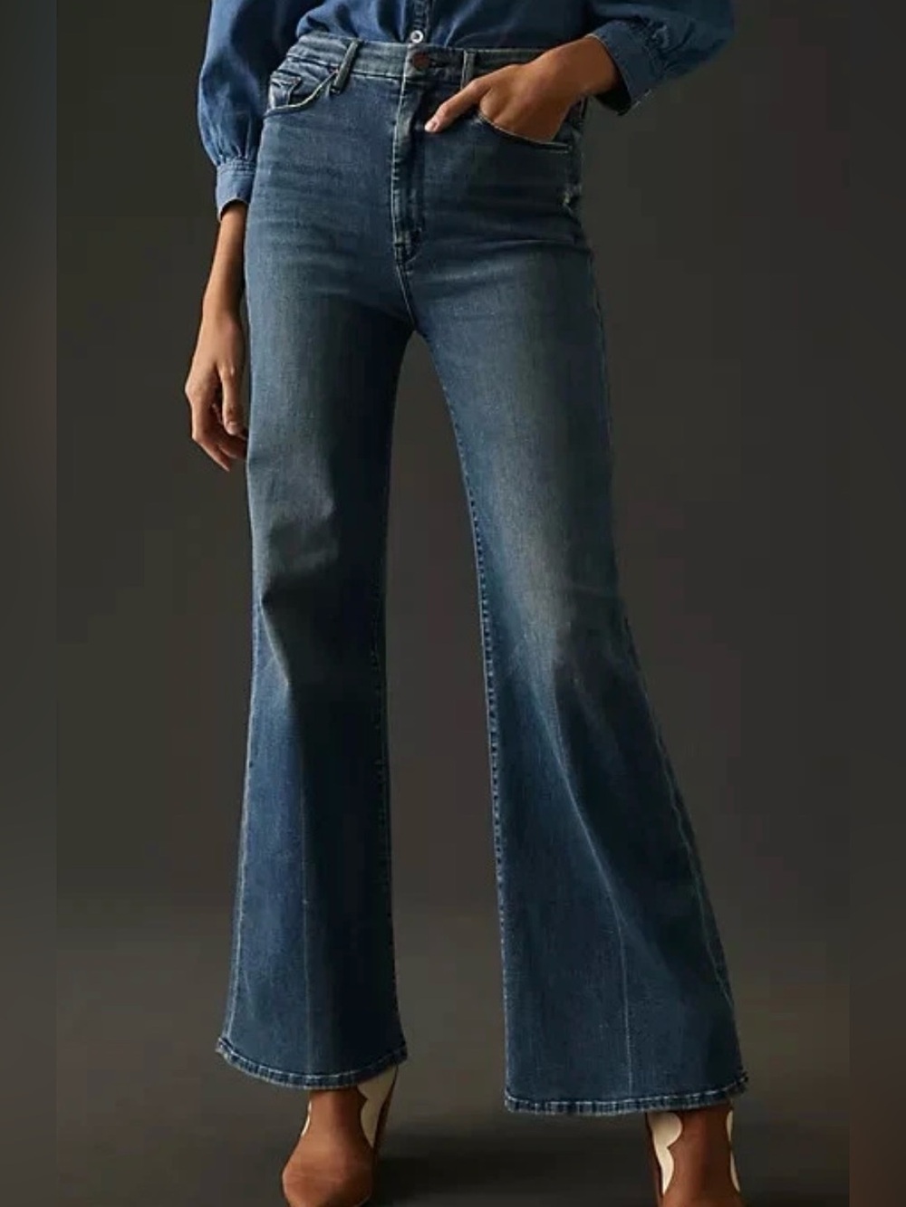 Mother High Waisted Roller Skimp Wide Leg Jean